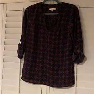 Dark purple/black blouse with print